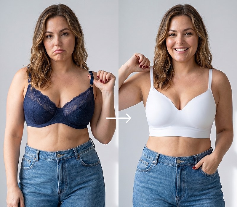 Woman wearing wireless bra